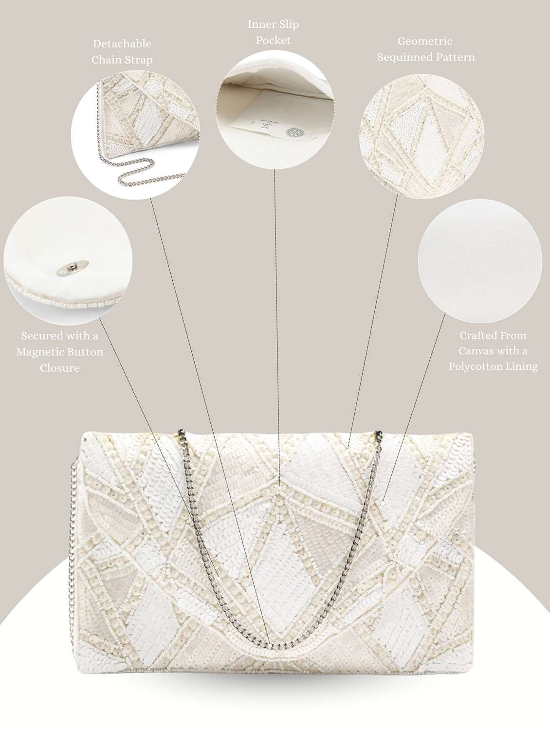 embellished geometric sequinned party clutch - 22145741 -  Standard Image - 4