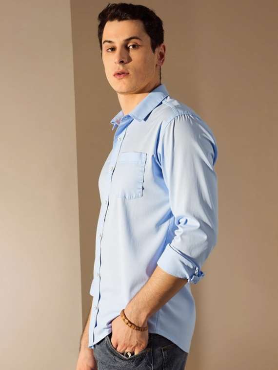 men solid long sleeve slim fit casual shirt - 22145794 - Standard Image - 1