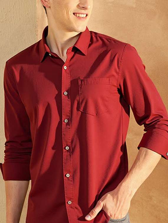 men solid long sleeve slim fit casual shirt - 22145796 - Standard Image - 4
