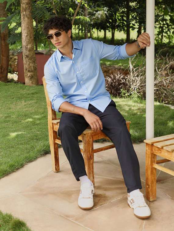 men solid long sleeve slim fit casual shirt - 22145797 - Standard Image - 4