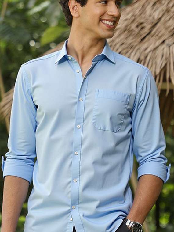 men solid long sleeve slim fit casual shirt - 22145797 - Standard Image - 6