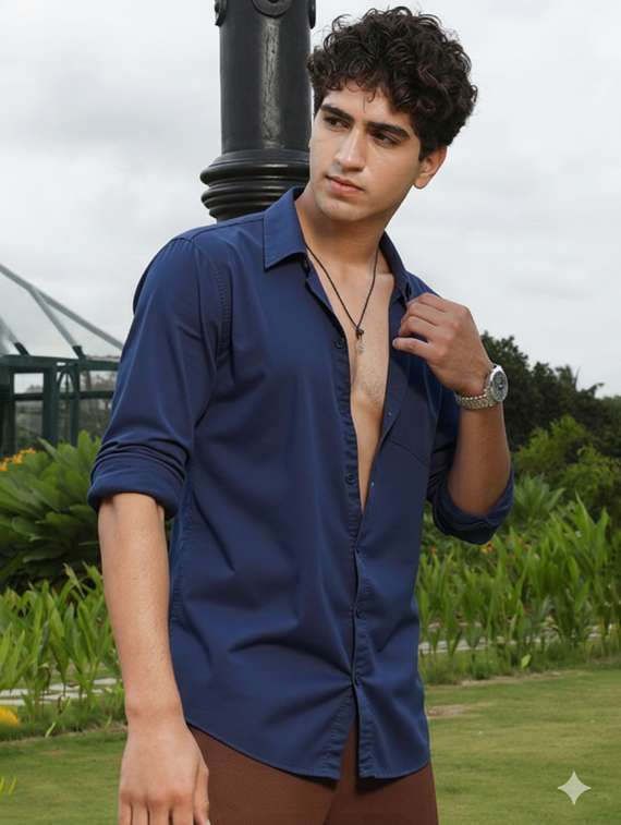 men solid long sleeve slim fit casual shirt - 22145798 - Standard Image - 1