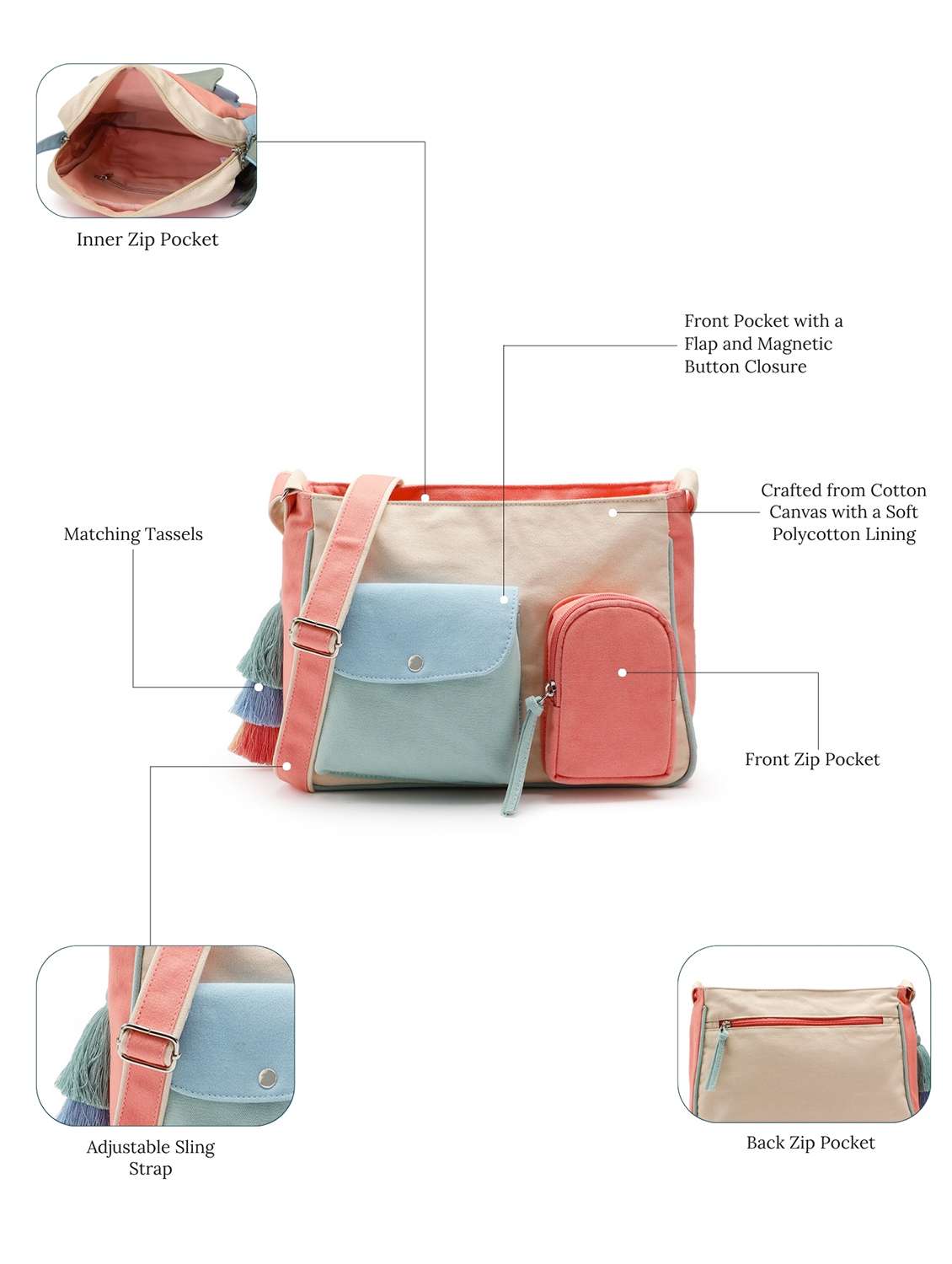 anekaant color blocked sling bag - 22145802 -  Standard Image - 4