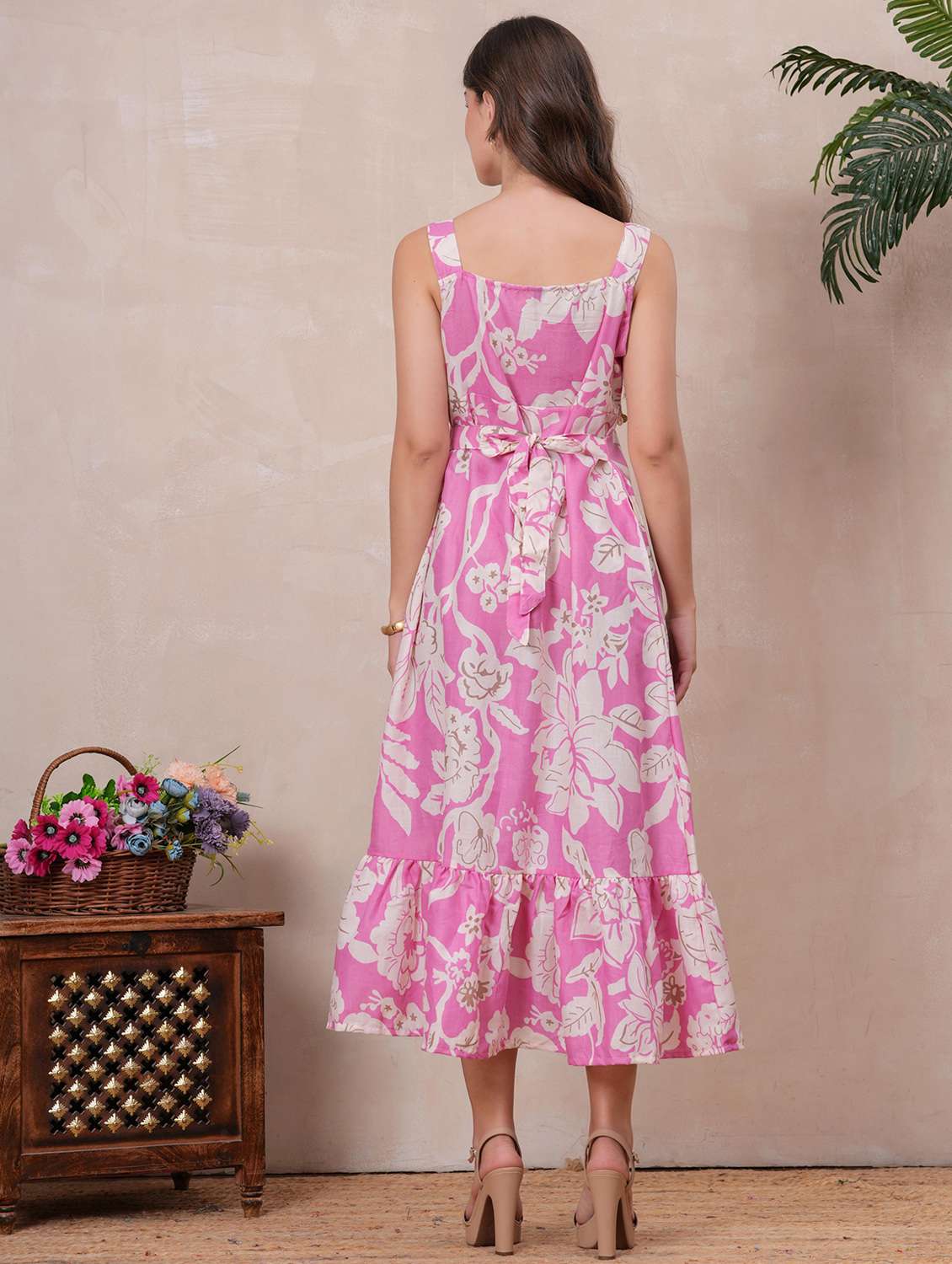women floral printed sleeveless tiered dress - 22145866 - Standard Image - 4