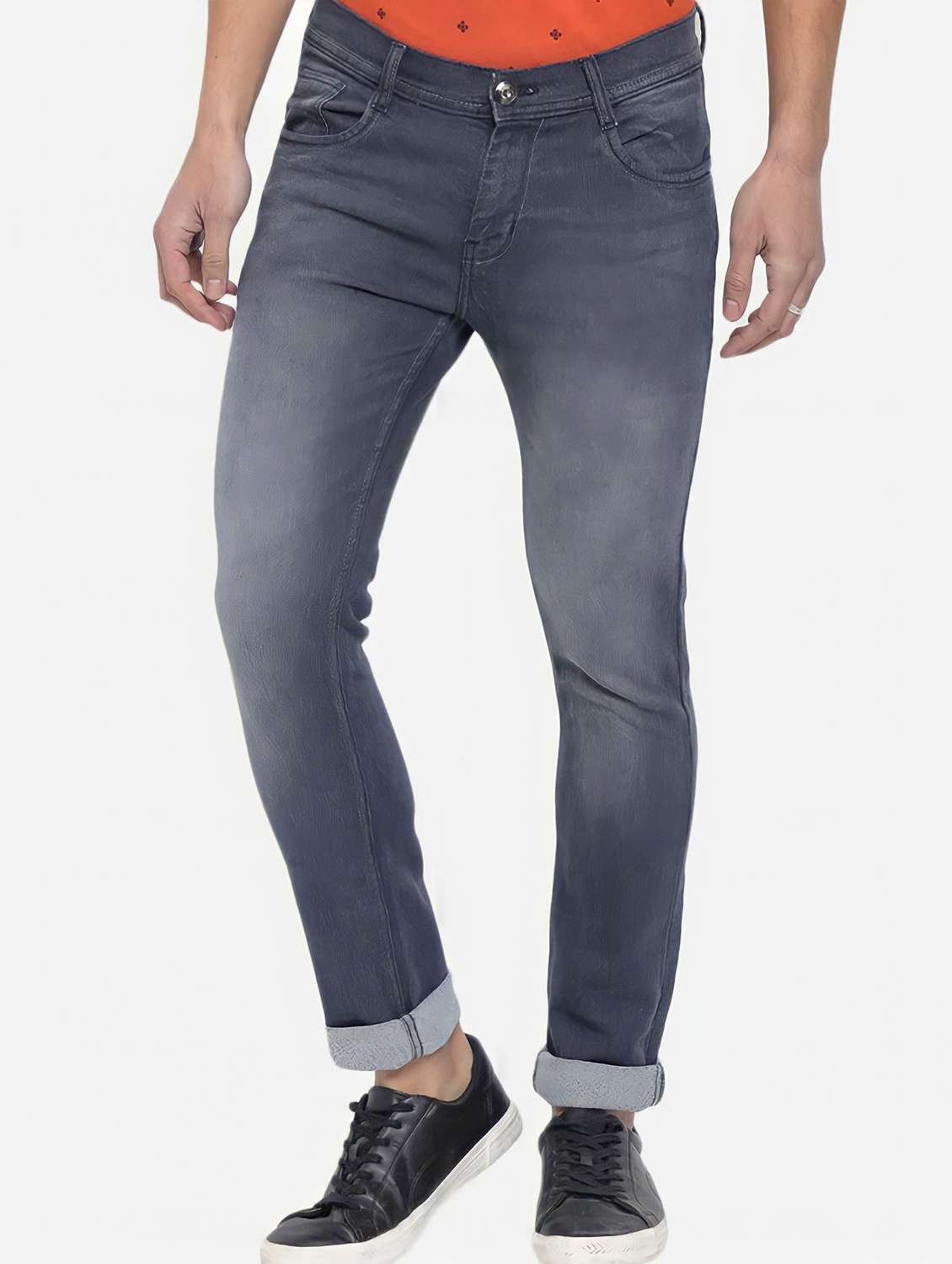 men washed mid rise slim fit jeans