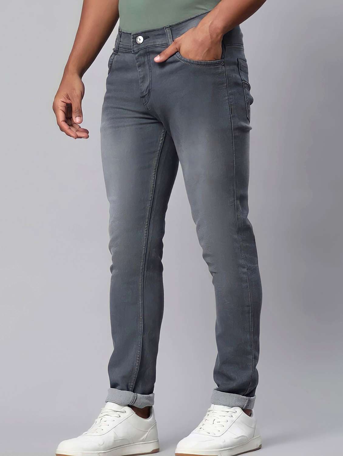 men washed mid rise slim fit jeans - 22145878 -  Standard Image - 1