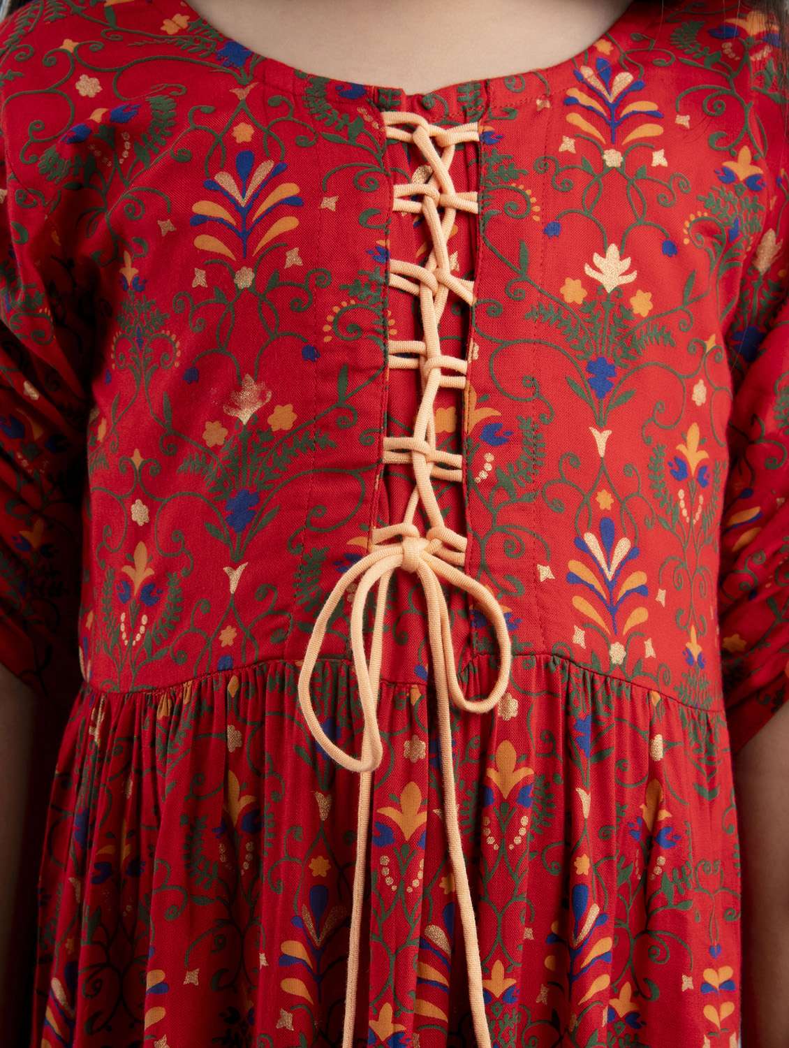 girls printed three quarter sleeve tiered gown - 22145883 -  Standard Image - 4