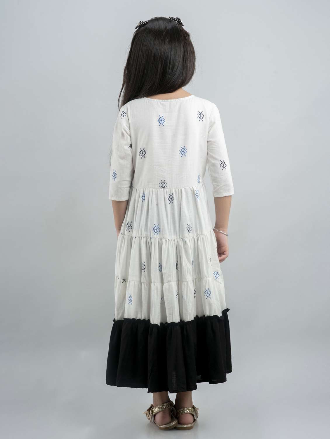 girls printed three quarter sleeve tiered gown - 22145884 -  Standard Image - 4