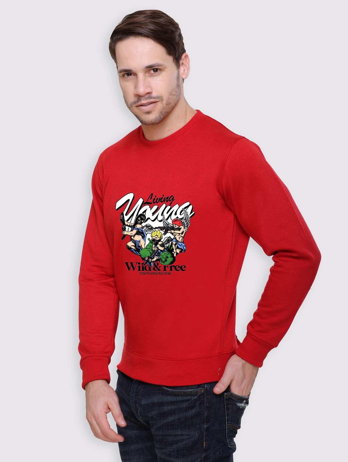 men front print long sleeve regular fit sweatshirt - 22146045 -  Standard Image - 1