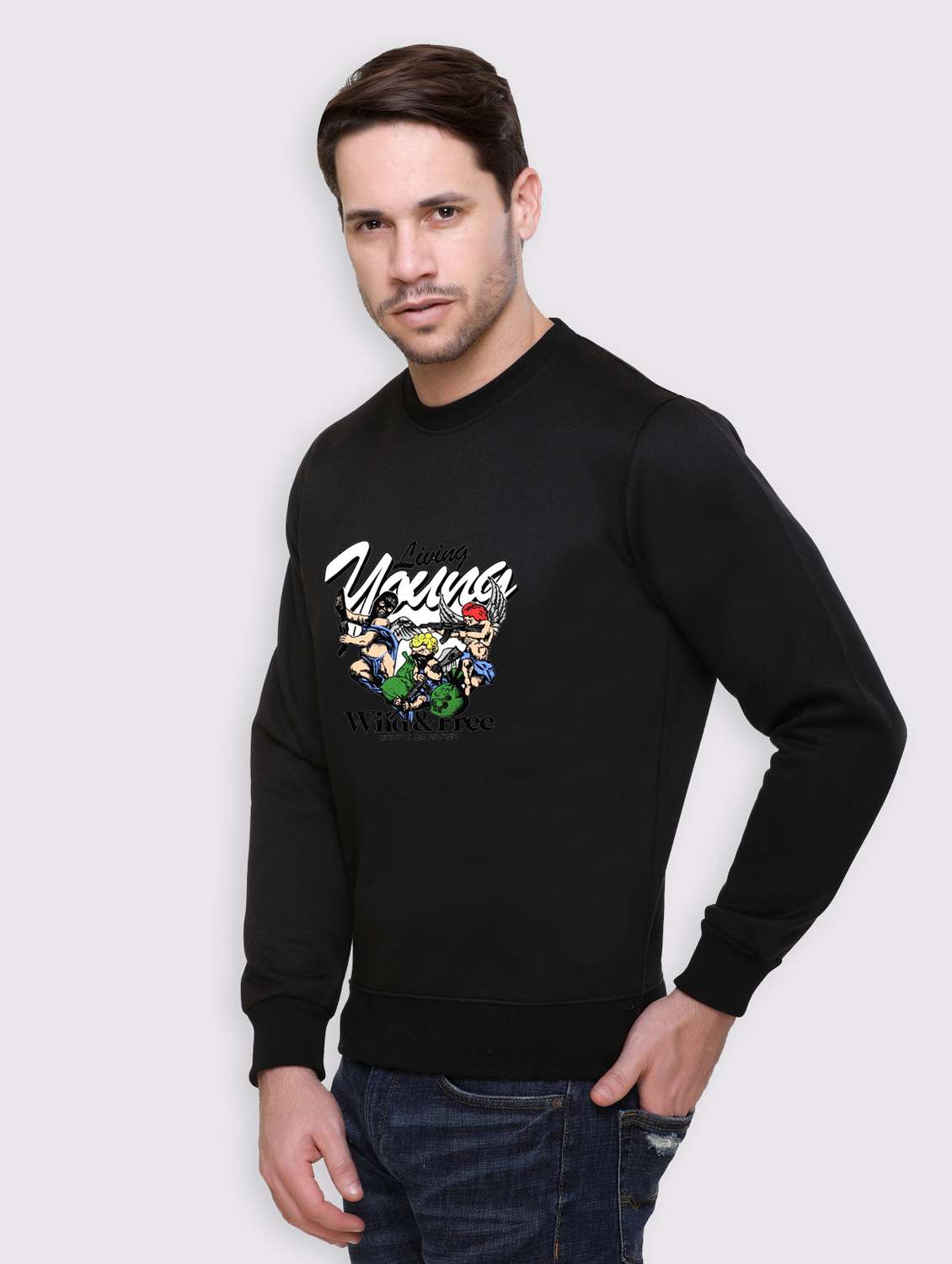 men front print long sleeve regular fit sweatshirt - 22146046 -  Standard Image - 1
