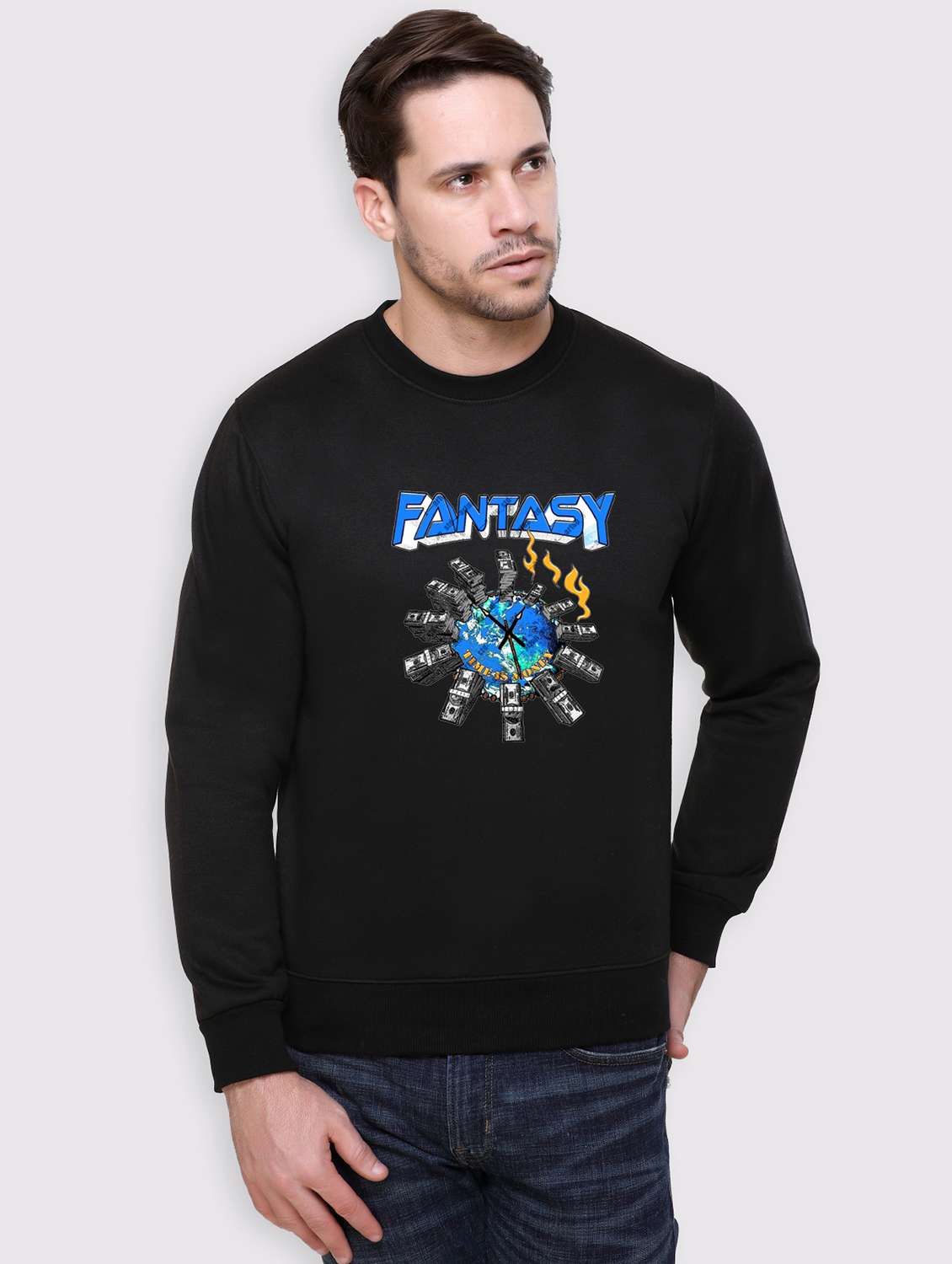 men front print long sleeve regular fit sweatshirt