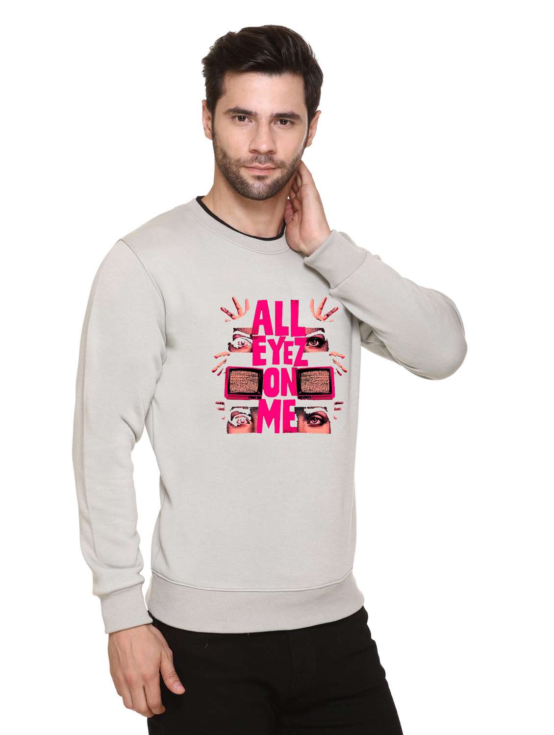 men front print long sleeve regular fit sweatshirt - 22146055 - Standard Image - 1