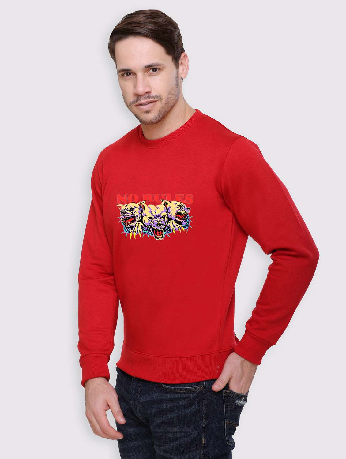 men chest print long sleeve regular fit sweatshirt - 22146065 -  Standard Image - 1