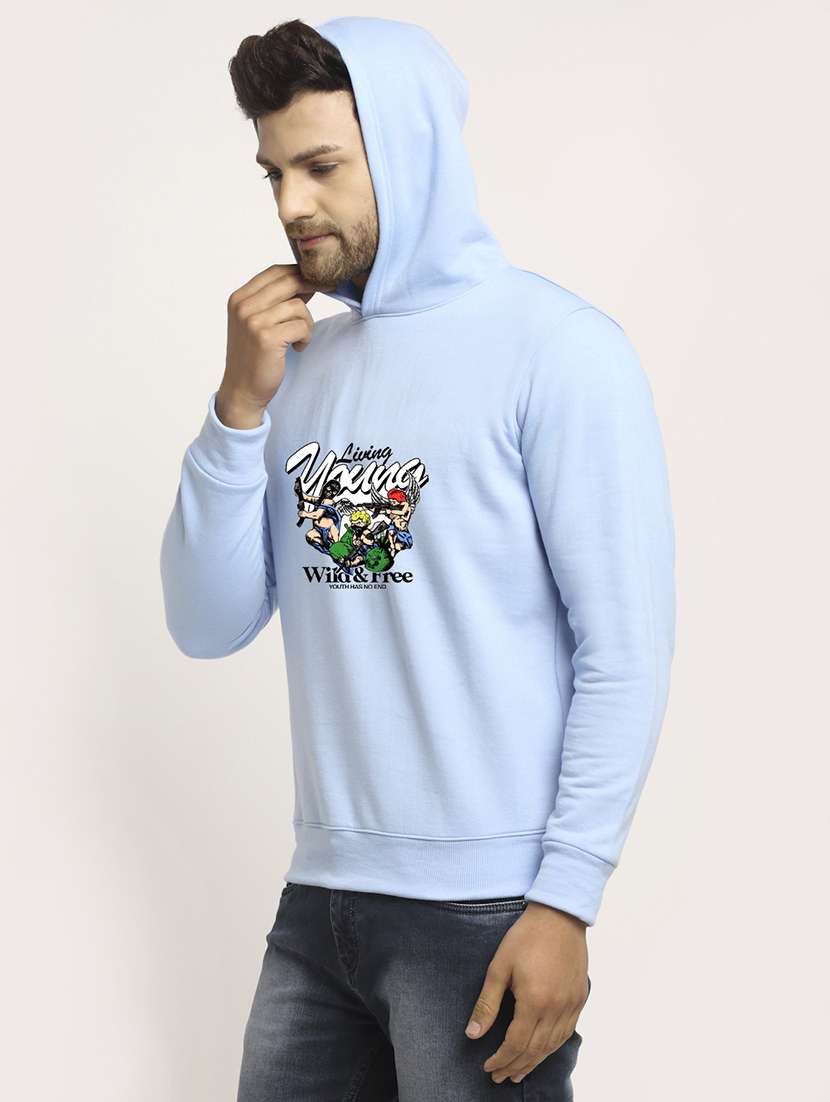 men front print long sleeve regular fit hooded sweatshirt - 22146069 -  Standard Image - 1