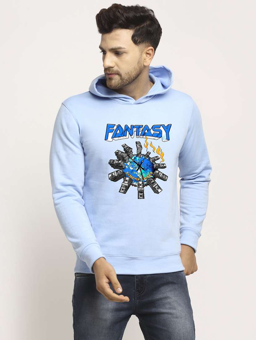 men front print long sleeve regular fit hooded sweatshirt - 22146072 - Zoom Image - 0