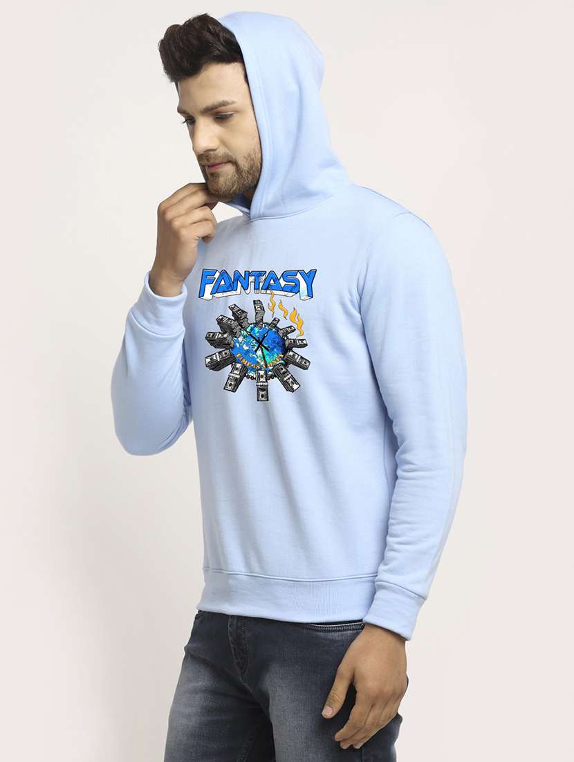 men front print long sleeve regular fit hooded sweatshirt - 22146072 - Standard Image - 1