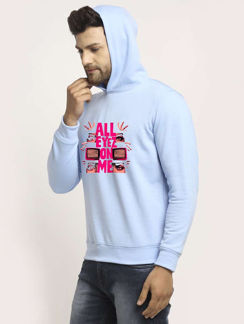 men front print long sleeve regular fit hooded sweatshirt - 22146075 - Standard Image - 1