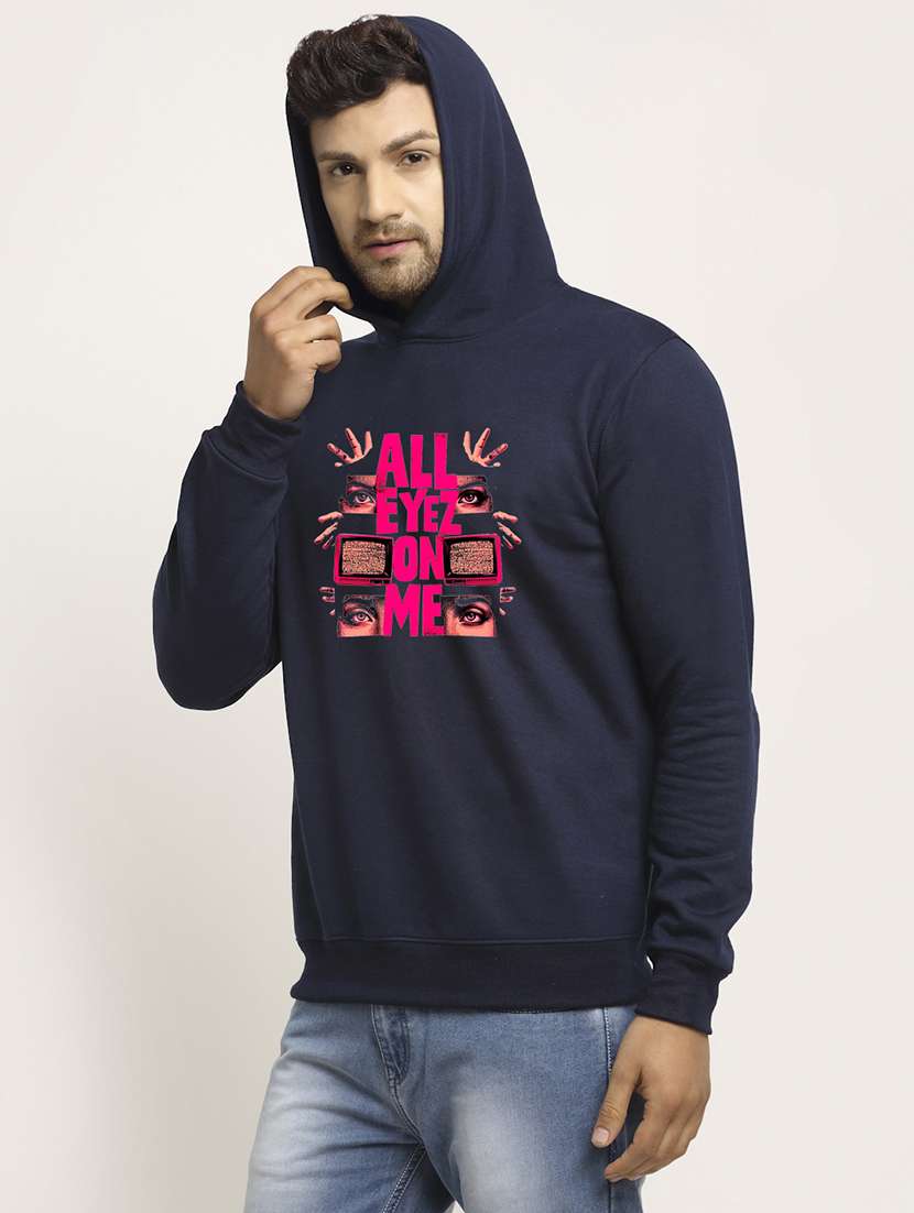 men front print long sleeve regular fit hooded sweatshirt - 22146076 -  Standard Image - 1
