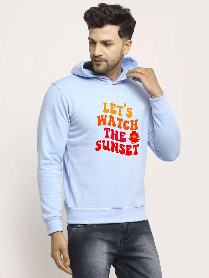 men front print long sleeve regular fit hooded sweatshirt - 22146078 -  Standard Image - 1