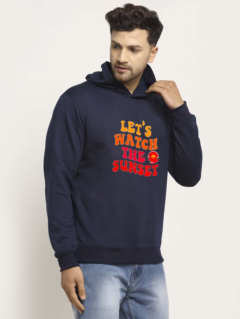 men front print long sleeve regular fit hooded sweatshirt - 22146079 -  Standard Image - 1