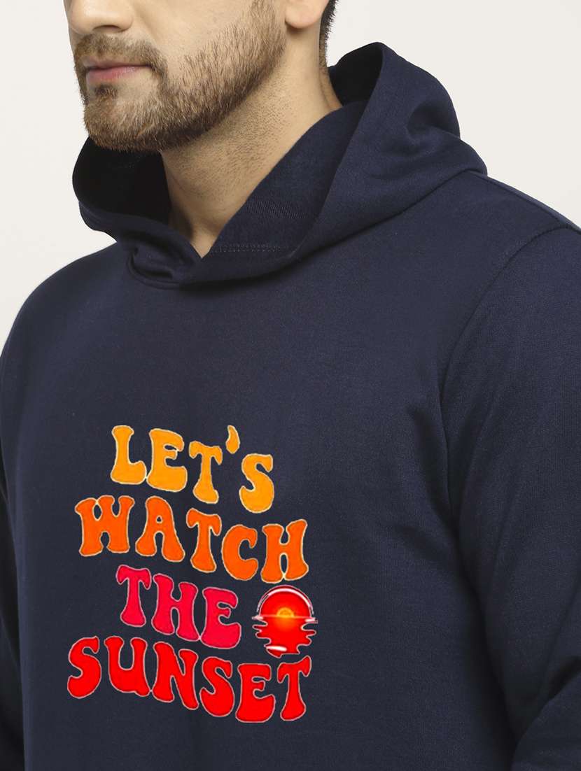 men front print long sleeve regular fit hooded sweatshirt - 22146079 -  Standard Image - 4