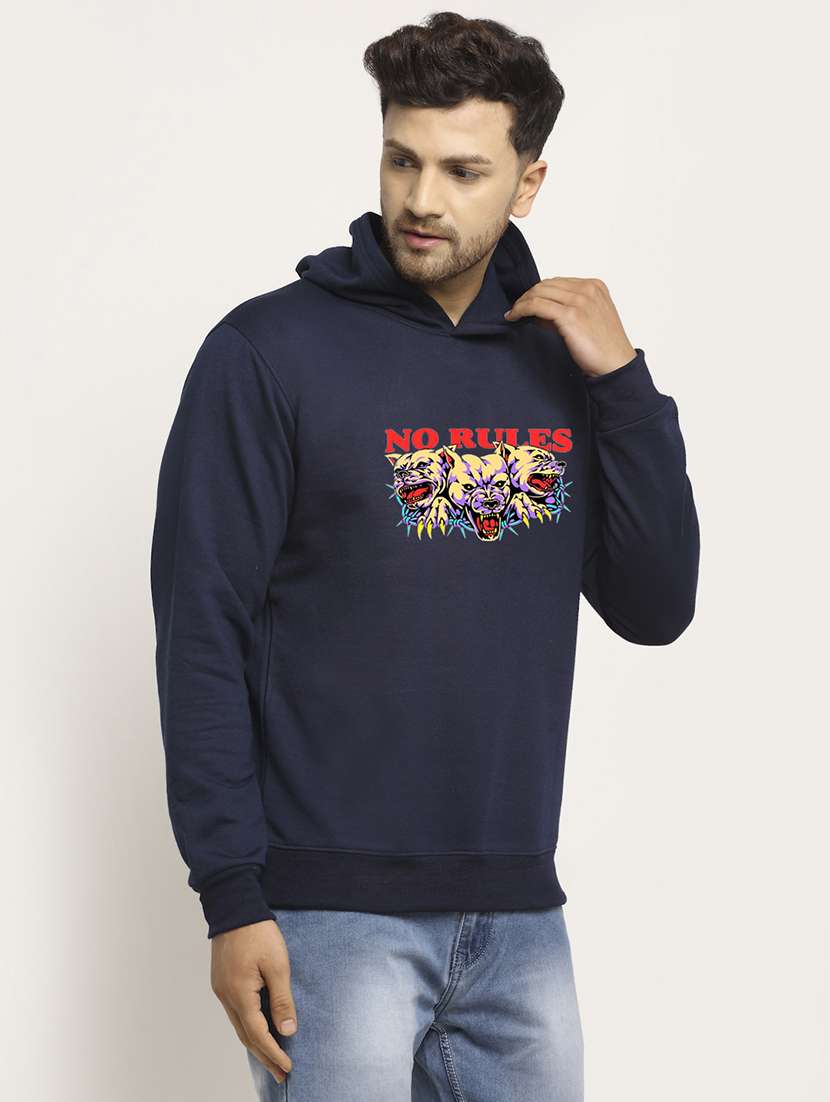 men chest print long sleeve regular fit hooded sweatshirt - 22146085 -  Standard Image - 1