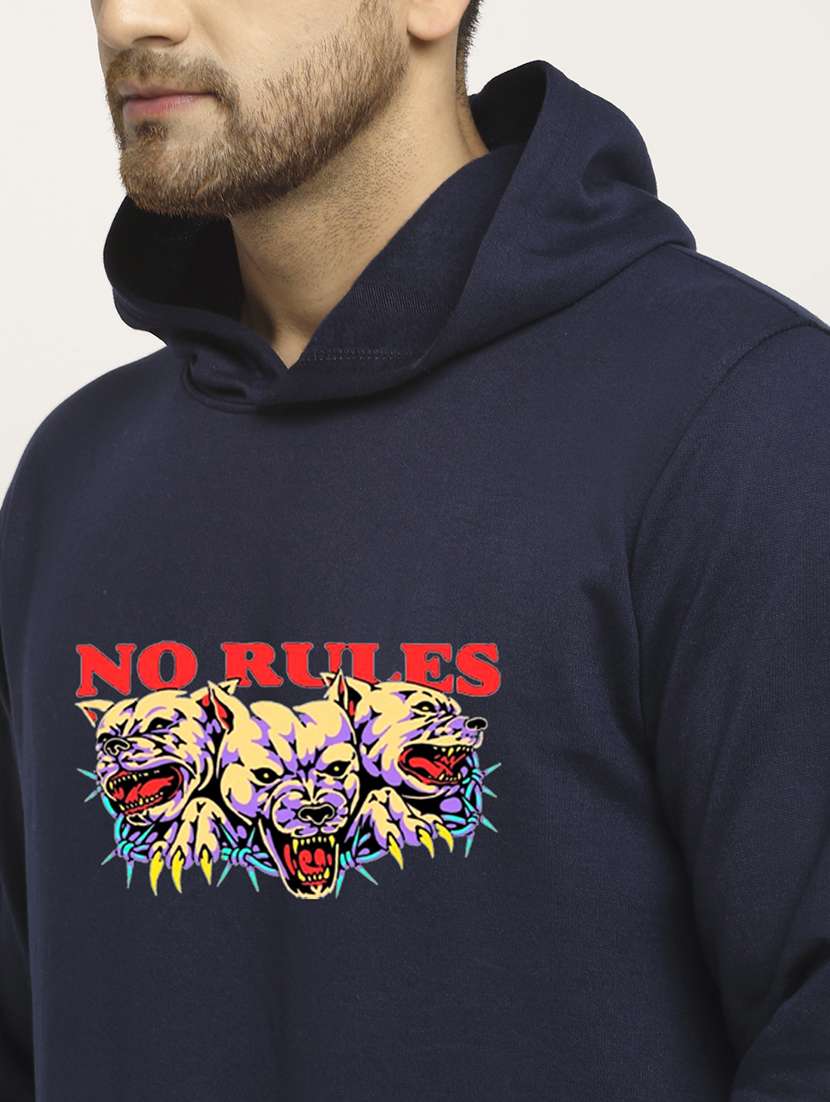 men chest print long sleeve regular fit hooded sweatshirt - 22146085 -  Standard Image - 4