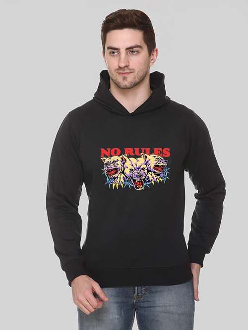 men chest print long sleeve regular fit hooded sweatshirt - 22146086 -  Standard Image - 0