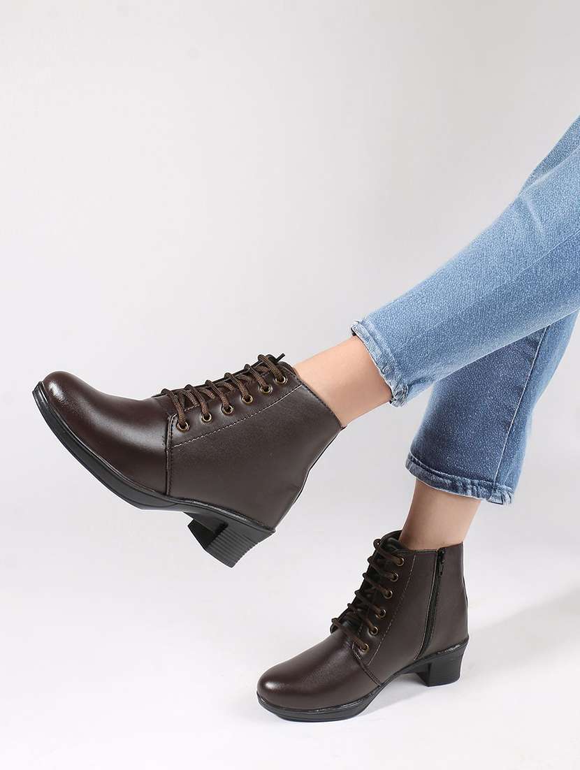 women solid lace up boot - 22146124 -  Standard Image - 1