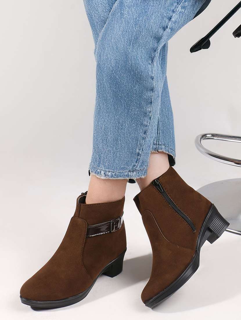 women solid slip on boot - 22146127 -  Standard Image - 1