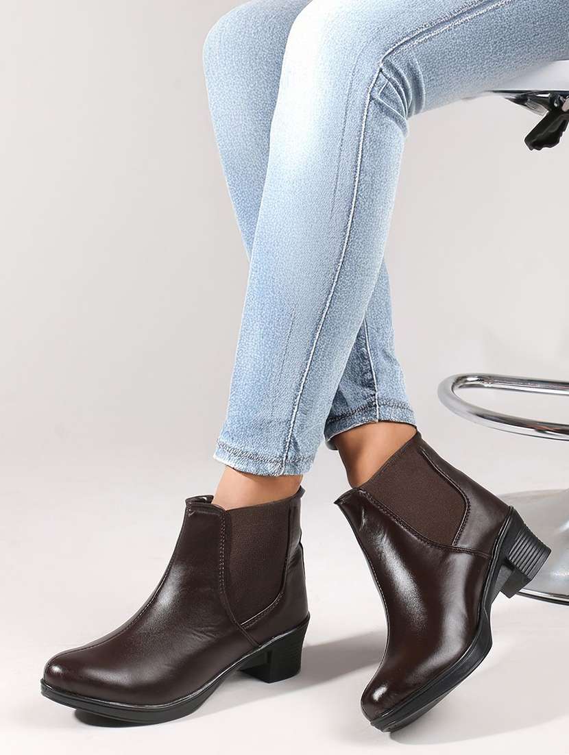 women solid slip on boot - 22146130 -  Standard Image - 1