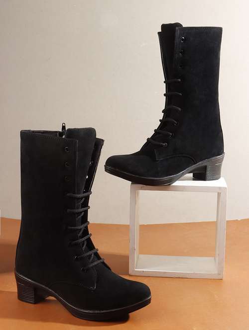 women solid lace up calf length boot - 22146132 -  Standard Image - 0