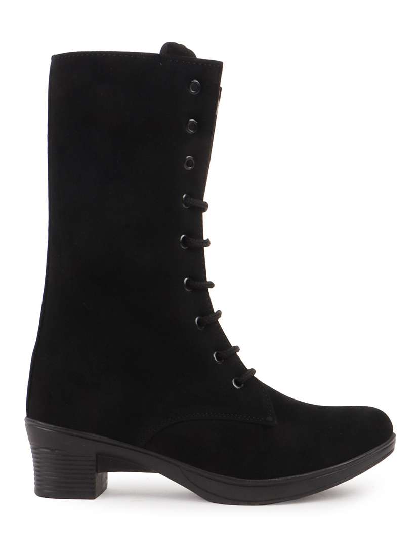 women solid lace up calf length boot - 22146132 -  Standard Image - 4