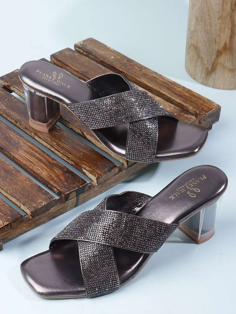 women grey slip on sandal