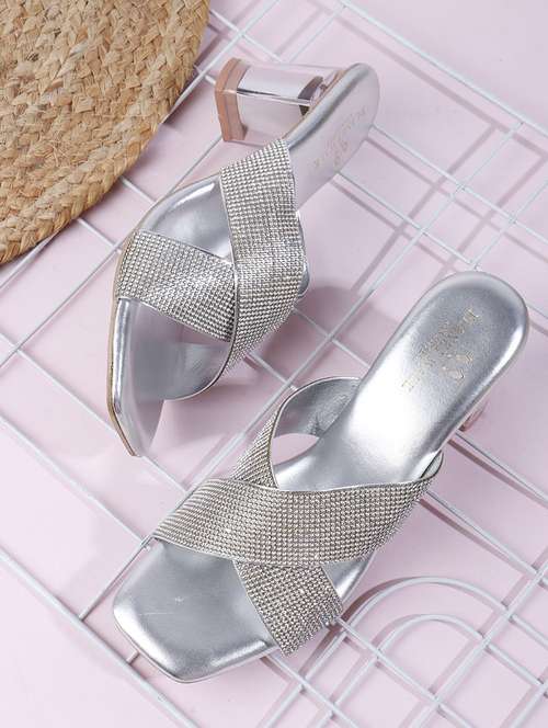 women silver slip on sandal - 22146142 -  Standard Image - 0