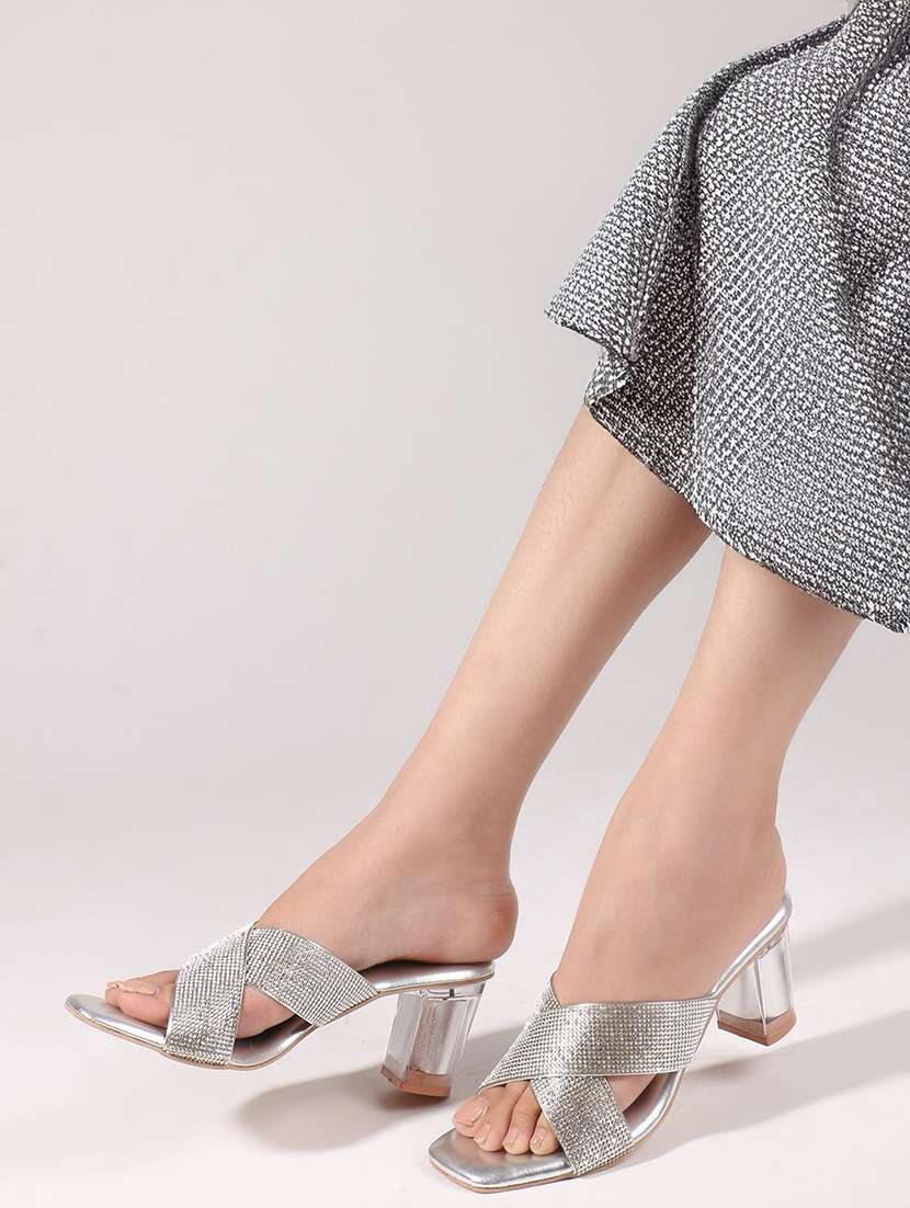 women silver slip on sandal - 22146142 -  Standard Image - 1