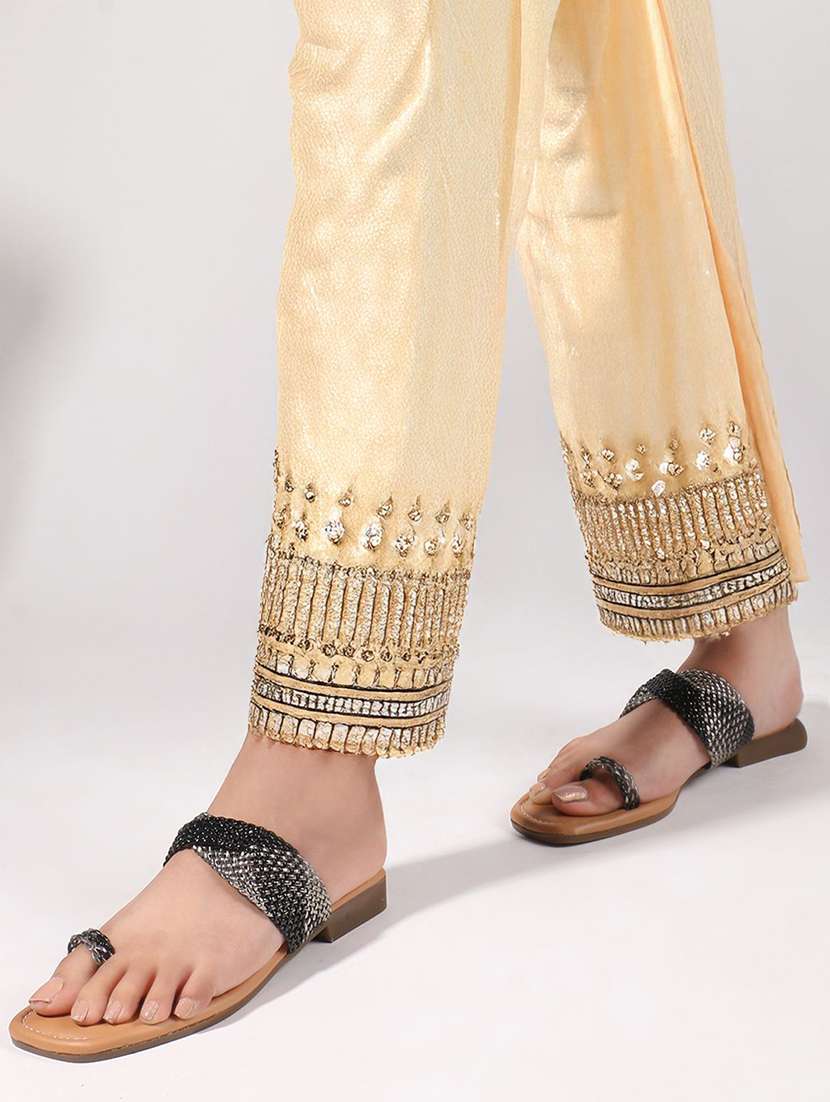 women textured one toe flat sandal - 22146151 -  Standard Image - 1