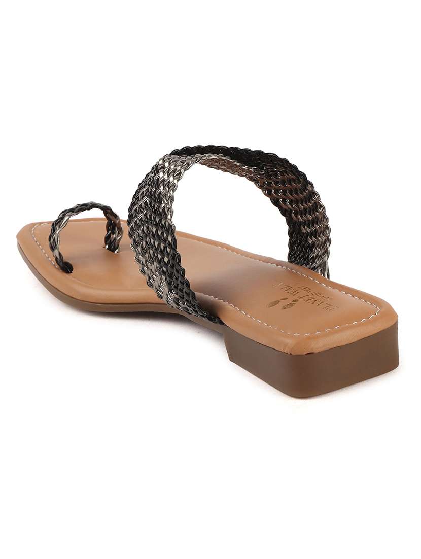 women textured one toe flat sandal - 22146151 -  Standard Image - 4