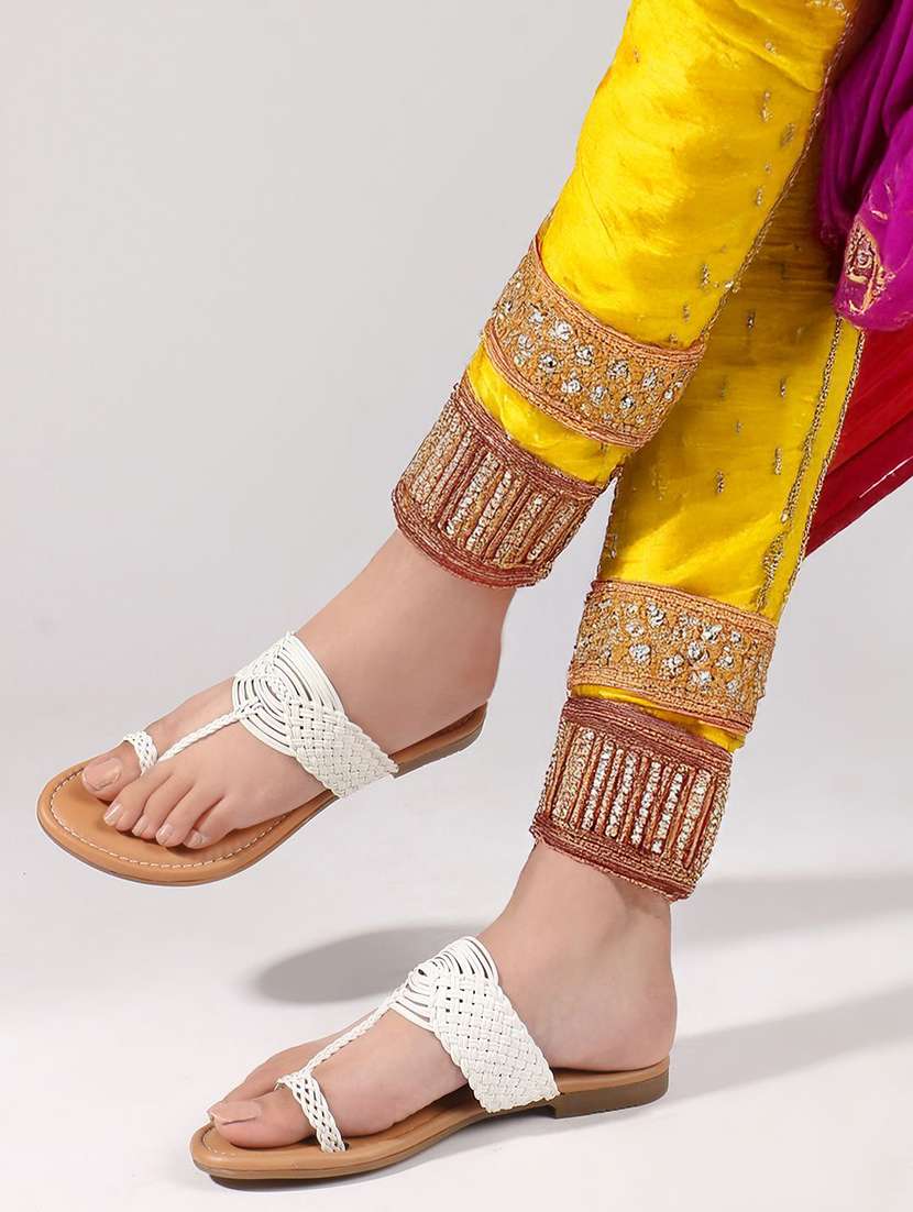 women textured one toe flat sandal - 22146156 -  Standard Image - 1