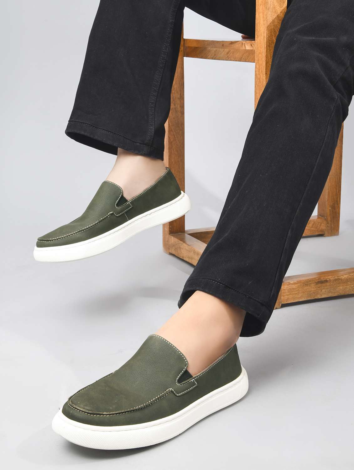 men green slip on loafer - 22146244 -  Standard Image - 1