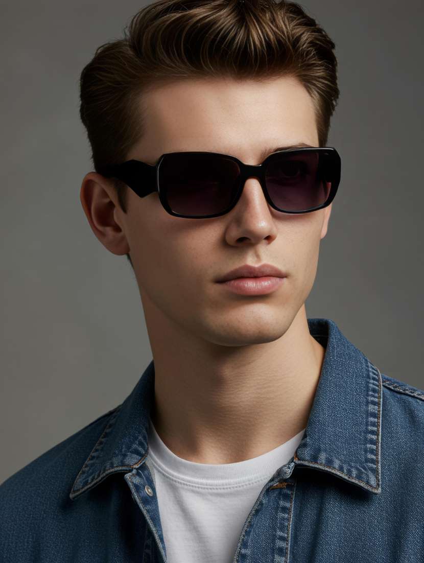 ted smith unisex regtangle black sunglasses with uv protected lenses - 22146509 -  Standard Image - 6