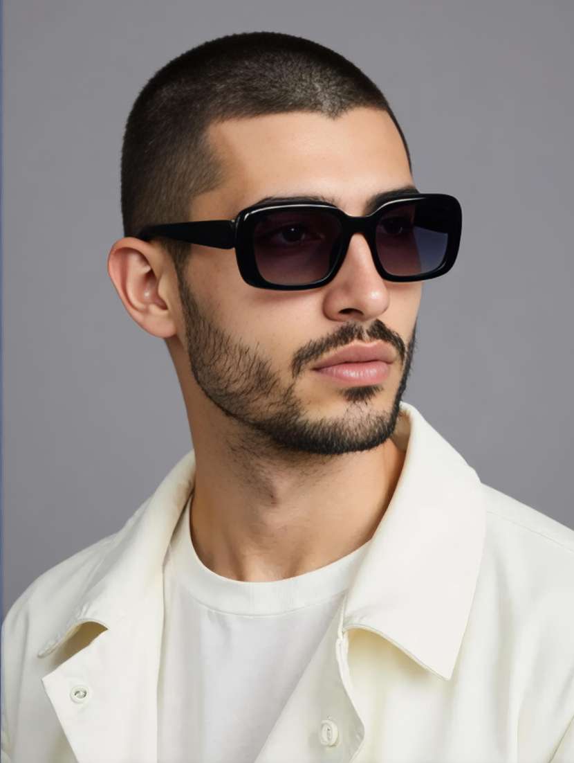 ted smith unisex rectangle black sunglasses with uv protected lenses - 22146510 -  Standard Image - 6