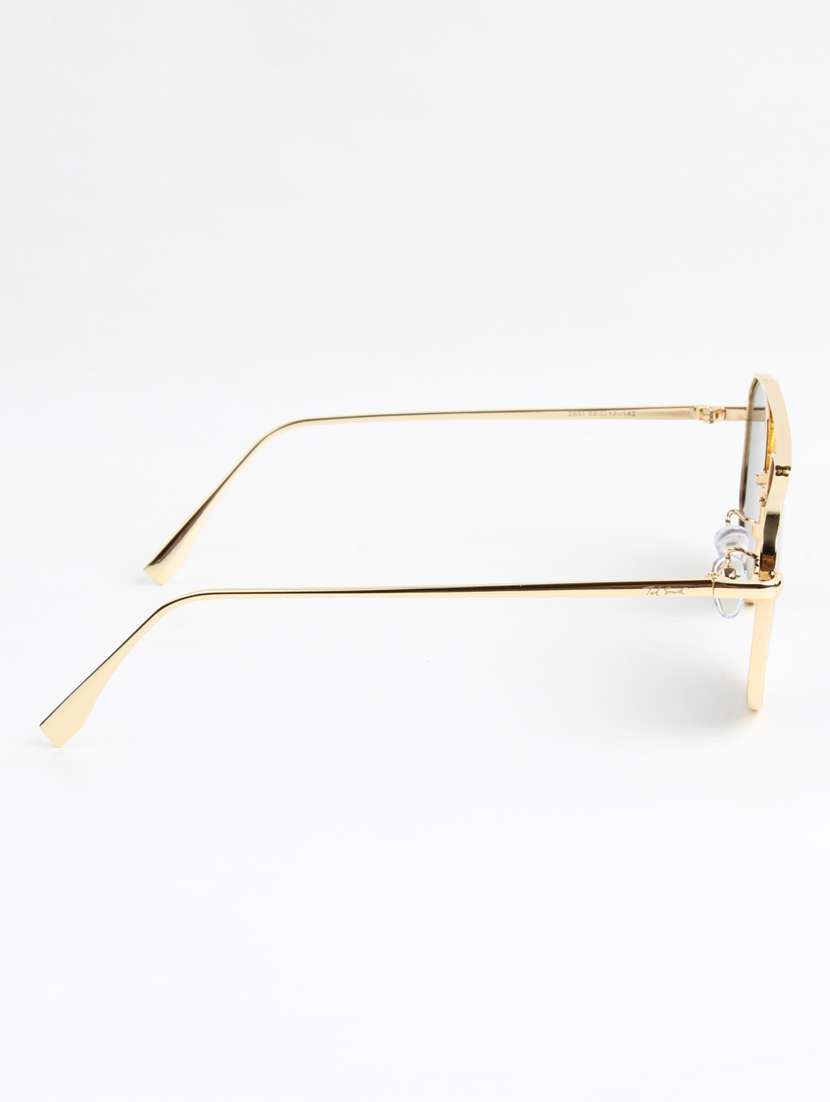 ted smith unisex aviator rhombus gold black sunglasses with uv protected lenses - 22146512 -  Standard Image - 4