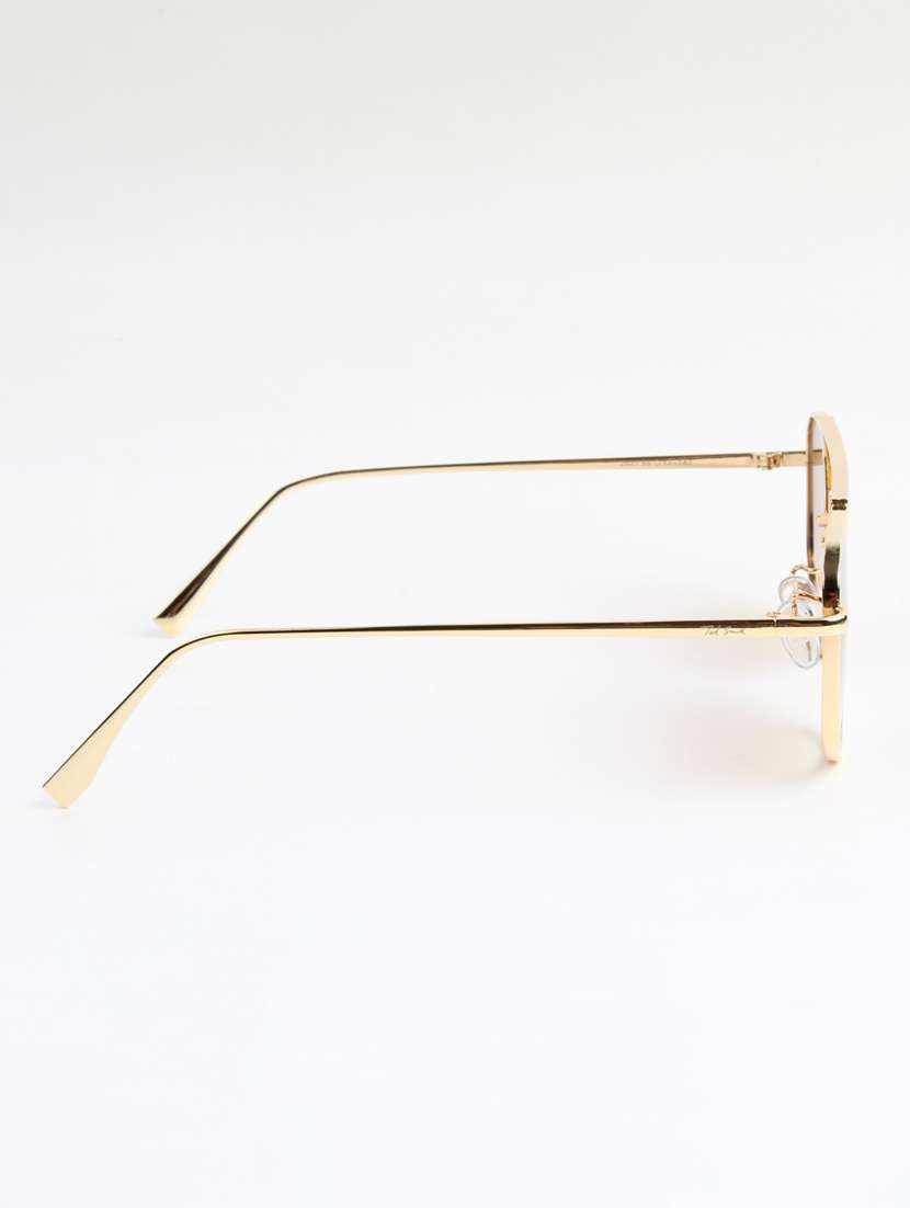 ted smith unisex aviator rhombus gold black sunglasses with uv protected lenses - 22146513 -  Standard Image - 4