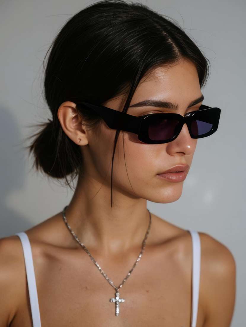 ted smith unisex rectangle black sunglasses with uv protected lenses - 22146516 -  Standard Image - 6