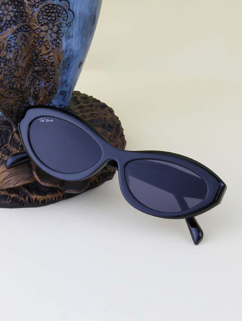 ted smith unisex cat eye black sunglasses with uv protected lenses