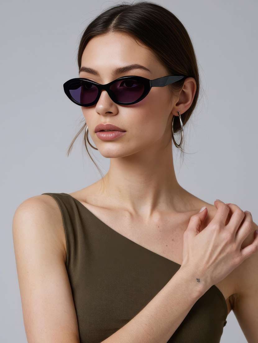 ted smith unisex cat eye black sunglasses with uv protected lenses - 22146523 -  Standard Image - 6