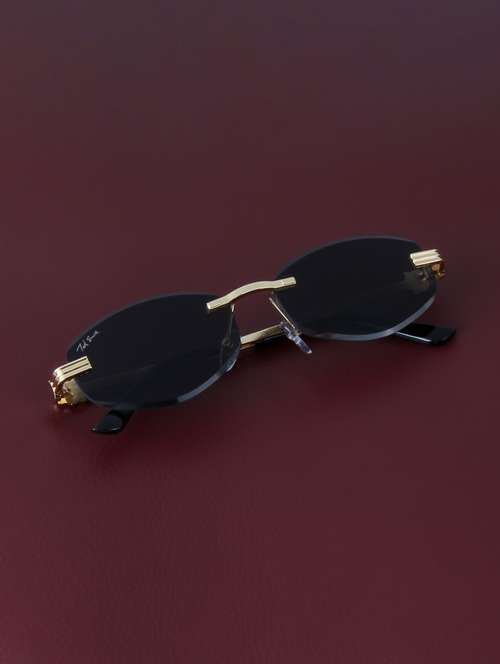 ted smith unisex rimless oval gold purple pink sunglasses with uv protected lenses - 22146525 -  Standard Image - 0