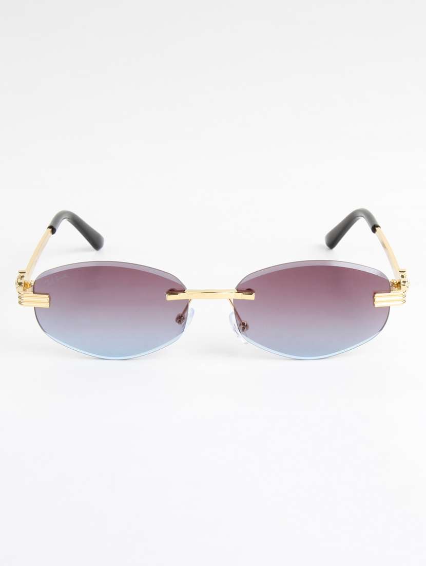 ted smith unisex rimless oval gold purple pink sunglasses with uv protected lenses - 22146526 -  Standard Image - 1