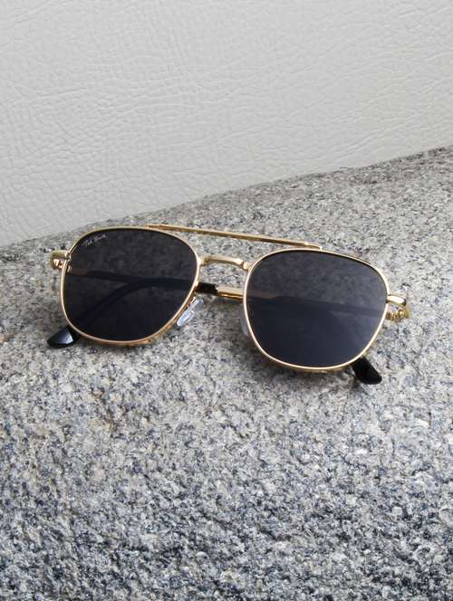ted smith unisex aviator gold black sunglasses with uv protected lenses - 22146527 -  Standard Image - 0